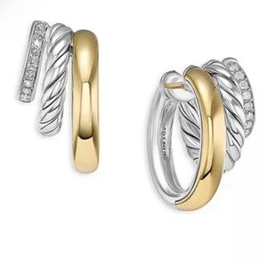 Elegant Two-Tone Cable Hoop Earrings
